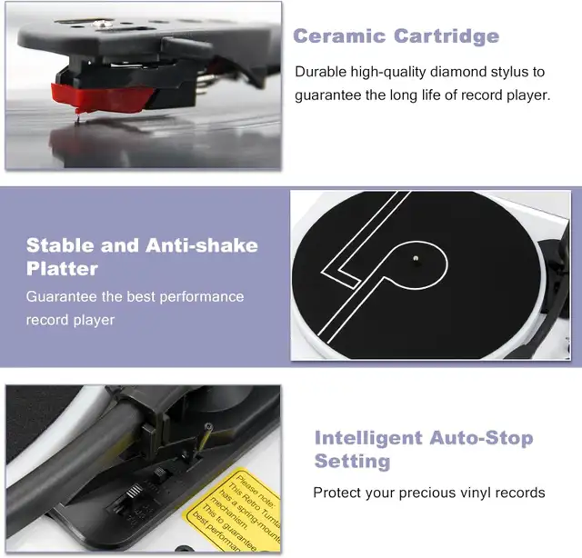 White Pearl LP&No.1 Turntable with Built-in Speakers, 3-Speed Be in Jewellery & Watches in Mississauga / Peel Region - Image 10