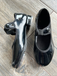 Toddlers Girl Tap Shoes Sz 10M Black Patent Mary Jane’s- PU NE E