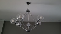 Modern 6 light chrome Sputnik style 34” dia. Chandelier