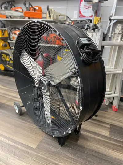 TPI 36” Drum Fan Item #1384313 - 2-Speed switch - Light rust, fully functional - Wheels for ease of...