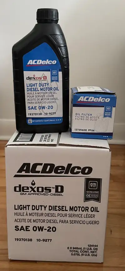 ACDelco dexosD SAE 0W-20 Oil Change Kit + Oil Filter (LIGHT DUTY DIESEL MOTOR OIL) 3.0L Duramax, Sil...