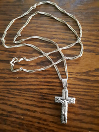 Sterling Cross With 32" twist Chain