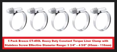 (NEW) 5x Heavy Duty Constant Torque Liner Clamps 3 3/4"-4 5/8", View more