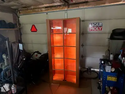 Mid-Century Danish Curved Lighted Display Cabinet, View more