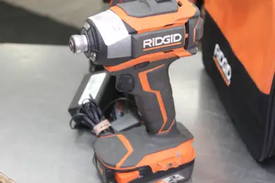 Ridgid Hammer Drill, Impact, 2 Batteries, Charger, Bag, View more