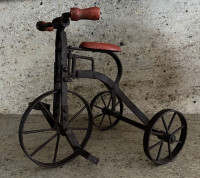 Vintage metal and wood toy tricycle