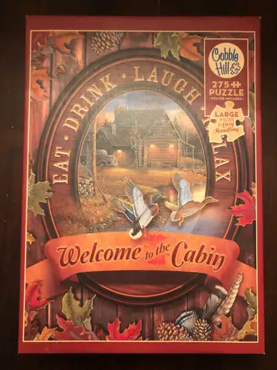 Jigsaw Puzzle. Cobblehill. 275 pieces. Welcome to the Cabin. Good condition $10 Cash or etransfer Co...