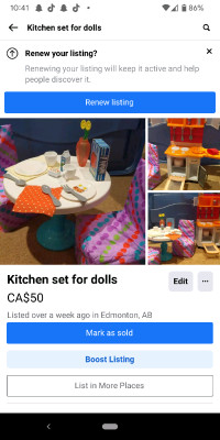 Kitchen set for 18 inch dolls