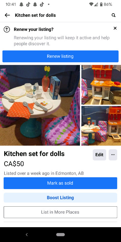 Kitchen set for 18 inch dolls in Toys & Games in Edmonton