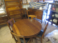 (¯`'•. Antique ~ Oak Dining Table w/ split pedestal base