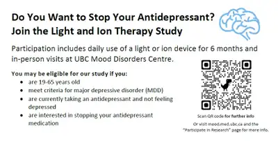 Paid UBC Research Study for Light Ion therapy in Depression, View more