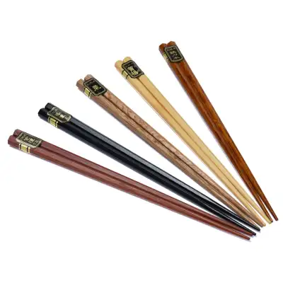Kit baguette bois bambou asiatique 5 pairs beech wood chopsticks, View more
