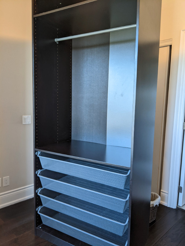 IKEA PAX Wardrobe (black/brown) with 4 Komplement mesh baskets Dressers & Wardrobes City of