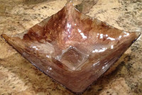 DECORATIVE BROWN GLASS SQUARE BOWL (NEW CONDITION)