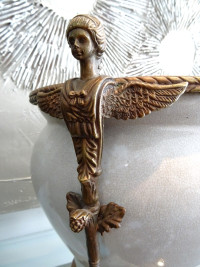 bronze NEOCLASSICAL vessel URN French Hollywood Regency ANGELS