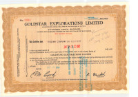 Scripophily - Goldstar Explorations Ltd Share Certificates