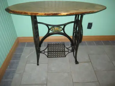 RAYMOND BEAVER SEWING MACHINE LIVE EDGE COFFEE ENTRANCE TABLE, View more