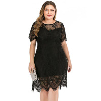 Lovely Short Black Lace Party Dress Evening Gown 2X - 3X -New