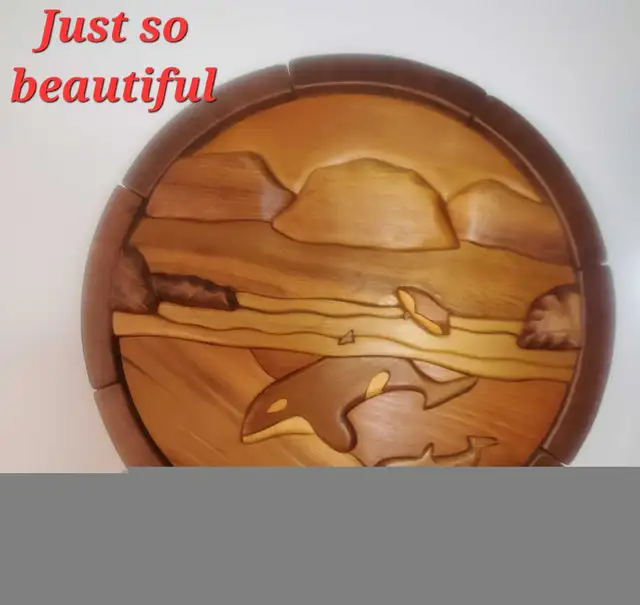 Handcrafted Intarsia Red Cedar Wood Art"Killer Whale Mom & Calf  in Home Décor & Accents in Ottawa - Image 5