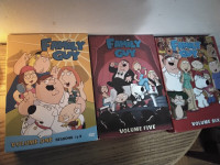 3 coffret dvd de Family Guy volume one,volume five,and six.
