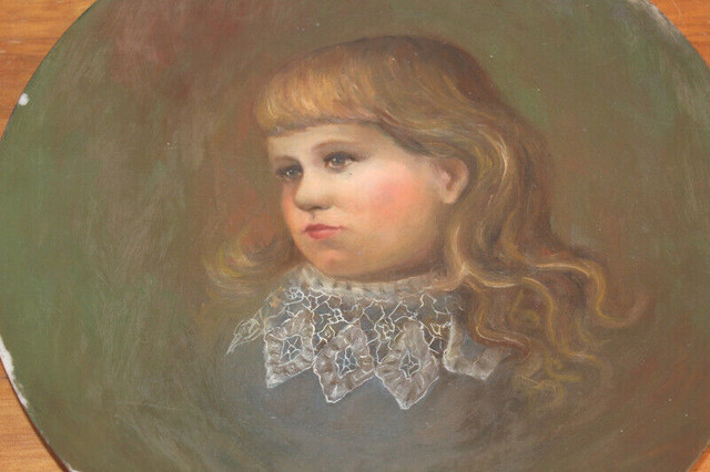 Old Painting Of A Young Girl Done On Glass in Arts & Collectibles in London - Image 2