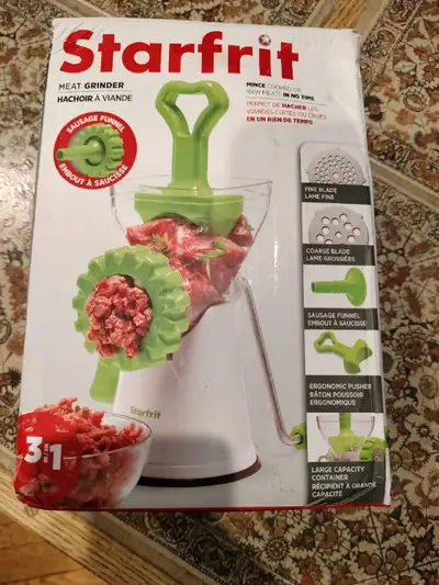 Starfrit meat grinder, as pictured. Box is damaged but item is new.