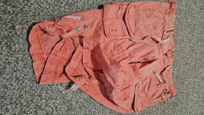 River Island Womens cargo shorts Coral colour Size UK12 Has slight speckling on the front...I think...