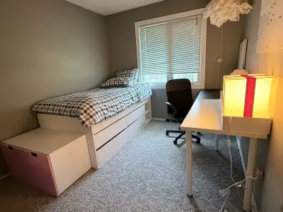 If you see this ad, room is available. A cozy bedroom in a family townhouse condo, for a: female int...