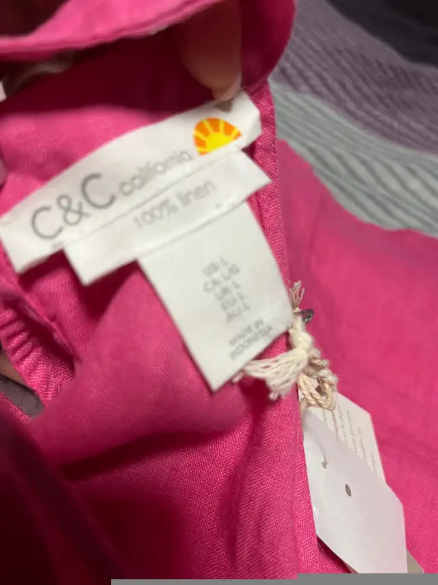 Hot pink 100 % linen summer/ sun dress adult size lg in Women's - Dresses & Skirts in Kitchener / Waterloo - Image 4