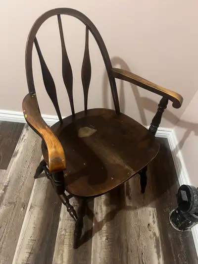 Vintage Wooden Armchair – Solid & Rustic, View more