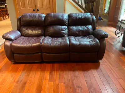 Leather couch and love seat, View more