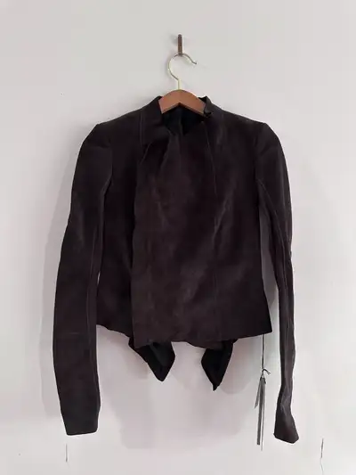 Rick Owen's Low Neck Biker Jacket - Size 42 IT - Brown New, never worn, comes with tags. Bust: 44 cm...