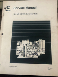 Onan 10.0 KW HDKAG  Generator Sets Service Manual