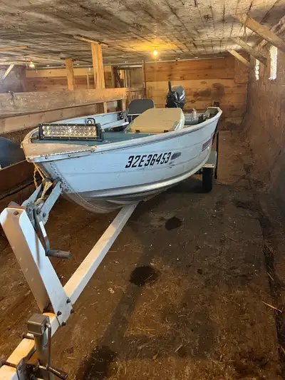 1990 Princecraft 140 with a 2021 Mercury 20hp electric start with very little use. Floors and carpet...