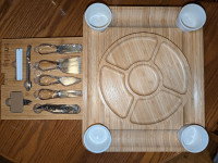 Charcuterie board plus tray and utensils NEW
