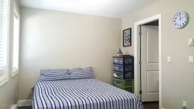 FULLY Furnished room, PRIVATE bath, 10m walk Douglas College
