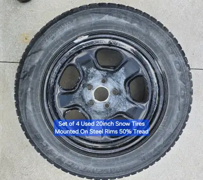 I have for sale a set of 4 Seasonally used snow tires & steel rims. They had been used on my Ford Ex...