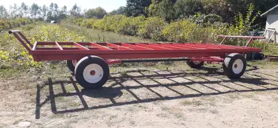 New bale wagon on 8 tonne Martin running gear. Will haul up to 18- 4x4 hay bales or 14- 4x5 bales. N...