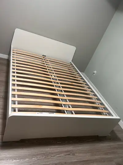 IKEA MALM Queen Bed Frame (White) + Slats & Support Beam, View more