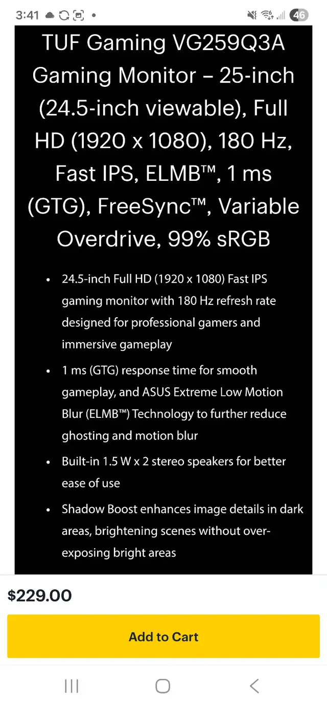 TUF ASUS 25" GAMING MONITOR BRAND NEW IN BOX 180HZ in Monitors in Oshawa / Durham Region - Image 9