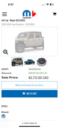 Jeep Gladiator premium soft top 