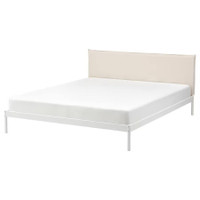 IKEA KLEPPSTAD bed frame, white/Vissle beige full/double 