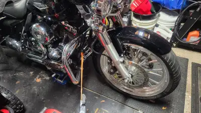 BNIB freshly painted vivid black front wrap around fender for up to 21 inch low profile tire. I purc...