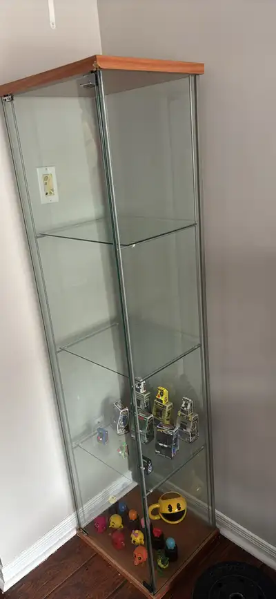 Tall Glass Display Cabinet w/ Wooden Top, View more