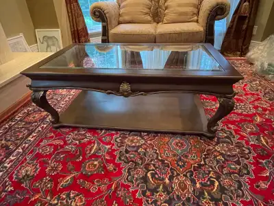 Traditional Glass Top Coffee Table, View more