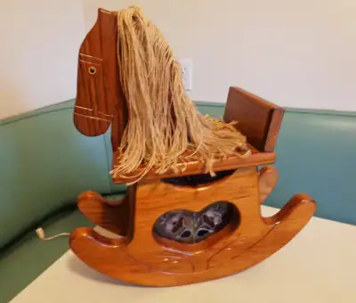 ANTIQUE HAND MADE WOODEN ROCKING HORSE LAMP, View more