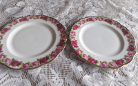 BONE CHINA DESSERT OR SALAD PLATES (2) - The Old Country ROSES