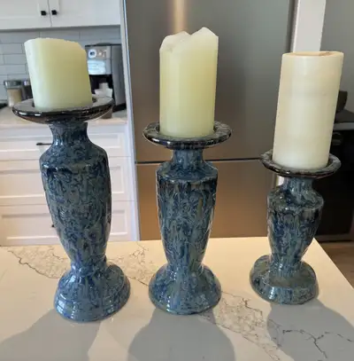 Decorative ceramic candle holder set of 3, View more