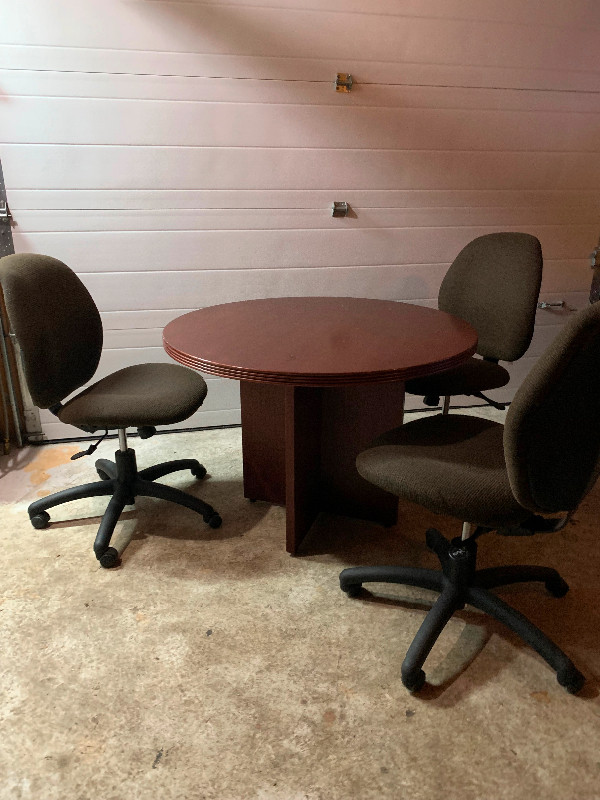 Heavy duty office table and 3 office chairs. in Dining Tables & Sets in St. John's