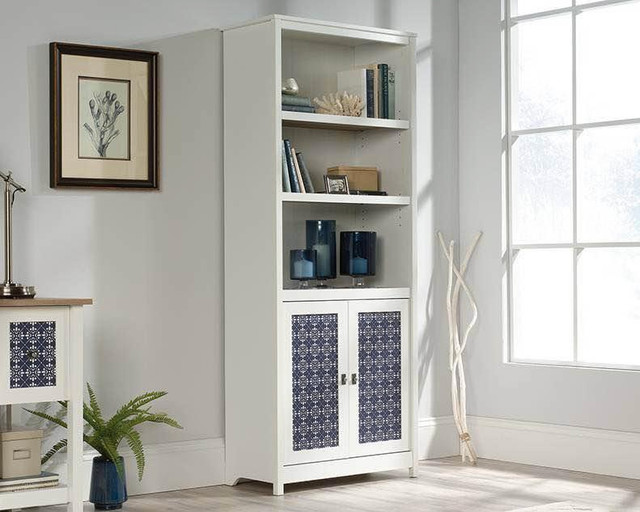 Cottage Road Library With Doors in Soft White - Sauder in Bookcases & Shelving Units in Kitchener / Waterloo